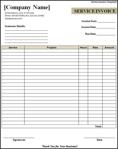 free service invoice template word.